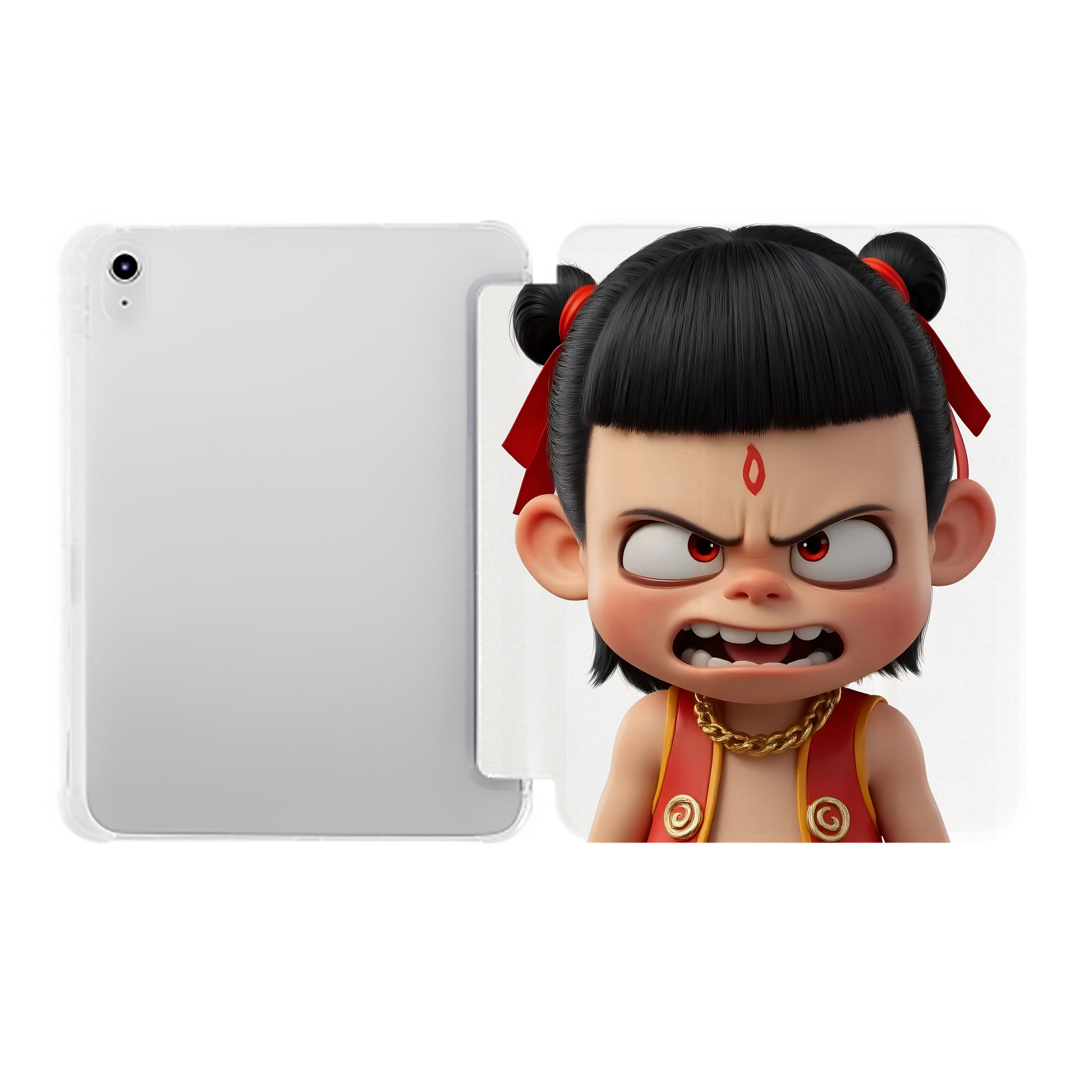 （画像用） Ne Zha 2 ナタ 魔童の大暴れ IPad ケース ペン収納付き 三つ折りスタンド PUレザー×シリコン 対応機種9.5/10.5/10.9インチ